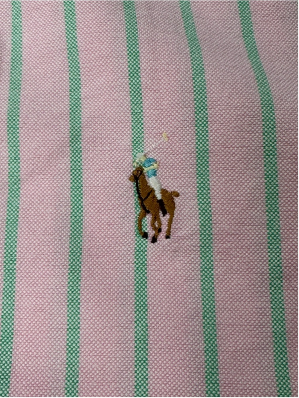 Vintage Ralph Lauren Sport Women’s Pink Green Stripe Oxford Shirt Hong Kong Slim - Picture 10 of 12